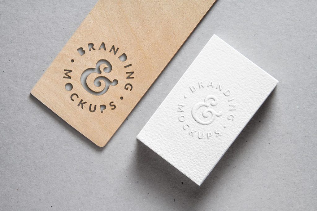 Cutout Wood Embossed B Card MockUp Full 1024x680